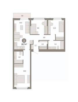 3-к квартира, вторичка, 83м2, 6/8 этаж