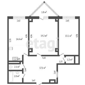 2-к квартира, вторичка, 70м2, 2/16 этаж