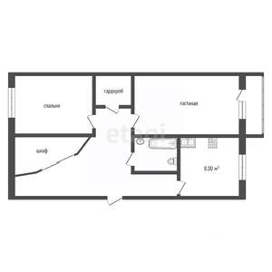 2-к квартира, вторичка, 54м2, 8/10 этаж