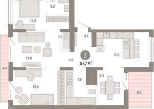3-к квартира, вторичка, 98м2, 9/9 этаж