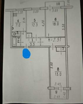 3-к квартира, вторичка, 63м2, 2/9 этаж