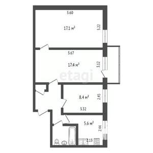 3-к квартира, вторичка, 59м2, 5/5 этаж