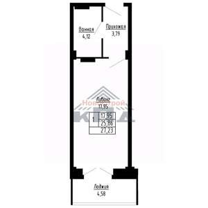 1-к квартира, строящийся дом, 27м2, 7/16 этаж