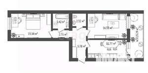 2-к квартира, строящийся дом, 63м2, 2/16 этаж