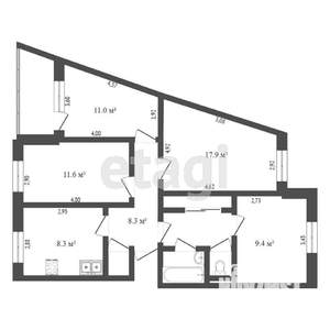 4-к квартира, вторичка, 75м2, 4/9 этаж
