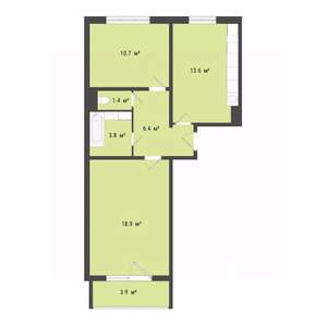 2-к квартира, строящийся дом, 55м2, 10/10 этаж