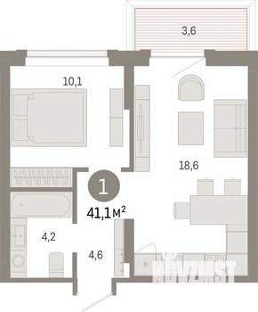 1-к квартира, вторичка, 41м2, 2/17 этаж