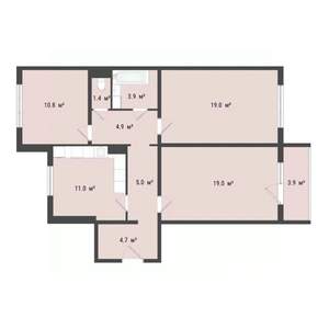 3-к квартира, строящийся дом, 80м2, 8/10 этаж