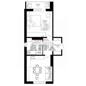 1-к квартира, строящийся дом, 55м2, 15/16 этаж