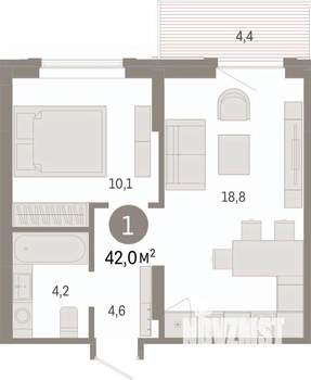 1-к квартира, вторичка, 42м2, 7/17 этаж