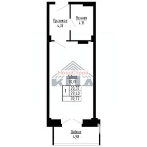 1-к квартира, строящийся дом, 31м2, 15/16 этаж