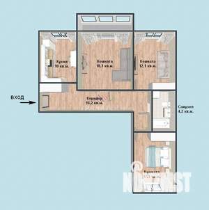 3-к квартира, вторичка, 74м2, 1/5 этаж