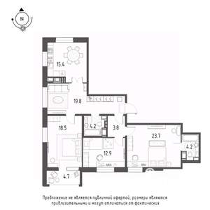 3-к квартира, строящийся дом, 105м2, 9/9 этаж