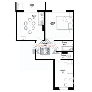 2-к квартира, строящийся дом, 68м2, 8/8 этаж