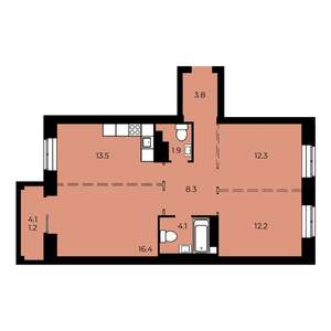 3-к квартира, вторичка, 74м2, 6/15 этаж