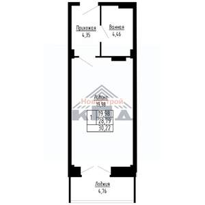 1-к квартира, строящийся дом, 30м2, 7/16 этаж