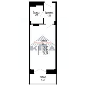 1-к квартира, строящийся дом, 30м2, 10/16 этаж