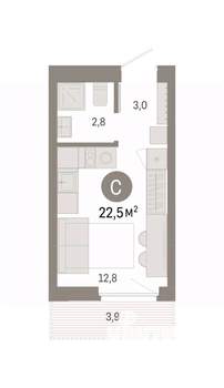 Студия квартира, вторичка, 23м2, 7/16 этаж