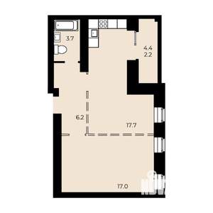 1-к квартира, строящийся дом, 47м2, 1/15 этаж