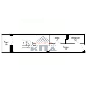 1-к квартира, строящийся дом, 38м2, 16/16 этаж
