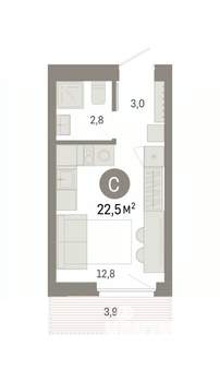 Студия квартира, вторичка, 23м2, 7/8 этаж