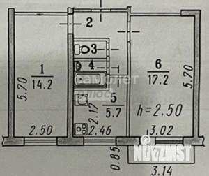 2-к квартира, вторичка, 45м2, 5/5 этаж