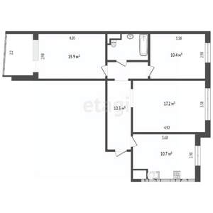 3-к квартира, вторичка, 64м2, 4/10 этаж