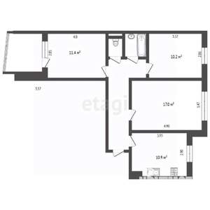 3-к квартира, вторичка, 63м2, 1/9 этаж