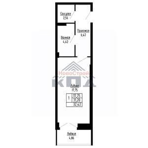 1-к квартира, строящийся дом, 32м2, 5/16 этаж