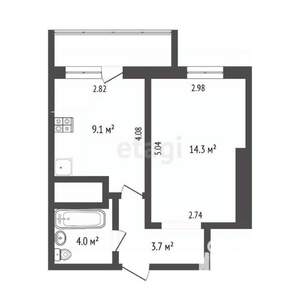 1-к квартира, вторичка, 33м2, 16/16 этаж