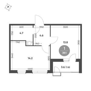1-к квартира, вторичка, 39м2, 8/9 этаж