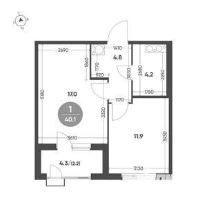 1-к квартира, вторичка, 40м2, 12/15 этаж