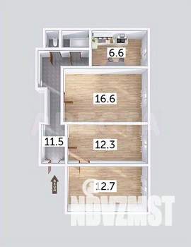 3-к квартира, вторичка, 62м2, 1/2 этаж