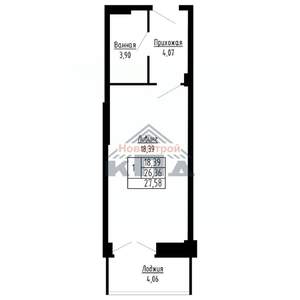 1-к квартира, строящийся дом, 28м2, 9/16 этаж