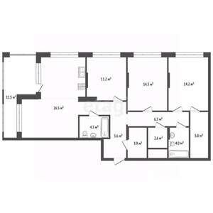 4-к квартира, вторичка, 114м2, 17/17 этаж