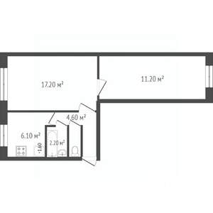 2-к квартира, вторичка, 44м2, 1/5 этаж
