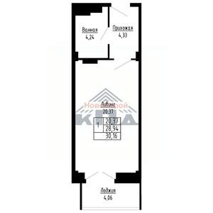 1-к квартира, строящийся дом, 30м2, 3/16 этаж