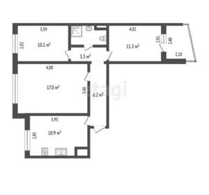 3-к квартира, вторичка, 63м2, 7/10 этаж