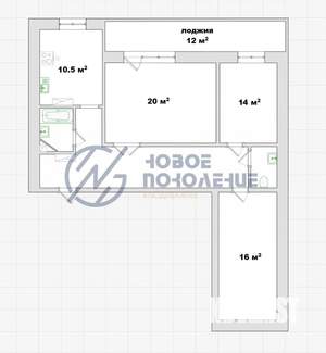 3-к квартира, вторичка, 83м2, 2/14 этаж