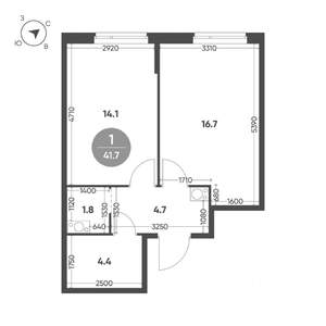 1-к квартира, вторичка, 42м2, 5/6 этаж