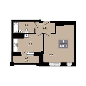 1-к квартира, строящийся дом, 40м2, 9/18 этаж
