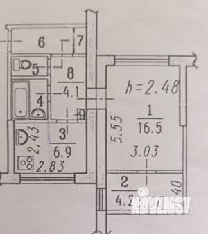 1-к квартира, вторичка, 39м2, 9/9 этаж
