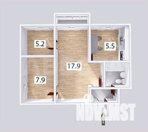 2-к квартира, вторичка, 42м2, 3/5 этаж