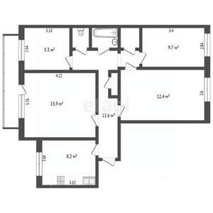 4-к квартира, вторичка, 73м2, 3/9 этаж