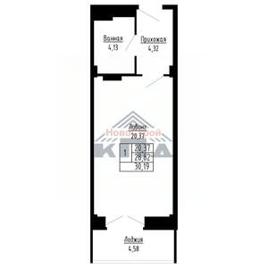 1-к квартира, строящийся дом, 30м2, 9/16 этаж