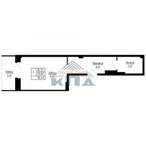 1-к квартира, строящийся дом, 30м2, 16/16 этаж