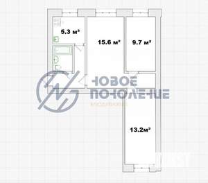 3-к квартира, вторичка, 54м2, 1/5 этаж