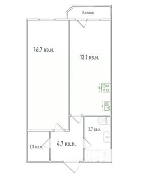 1-к квартира, вторичка, 42м2, 10/10 этаж