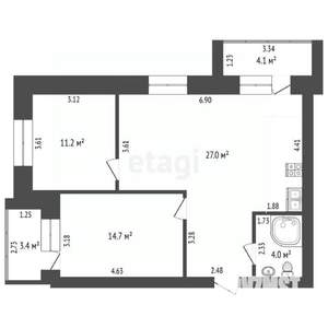 3-к квартира, вторичка, 67м2, 14/17 этаж