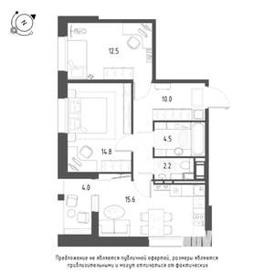 2-к квартира, вторичка, 62м2, 8/9 этаж